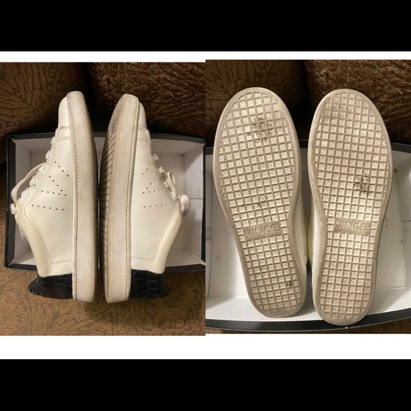 VINCE LEATHER WHITE / BLACK LACE UP SNEAKERS US 5M - Picture 7 of 8
